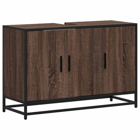 vidaXL Mobile Lavabo Bagno Rovere Marrone 90x33x60cm Legno Multistrato