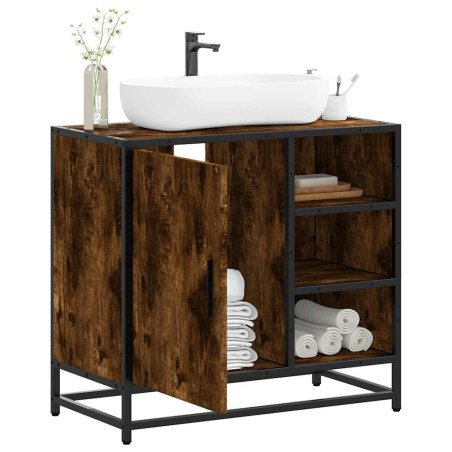 vidaXL Armadietto Bagno Rovere Fumo 65x33x60 cm in Legno Multistrato