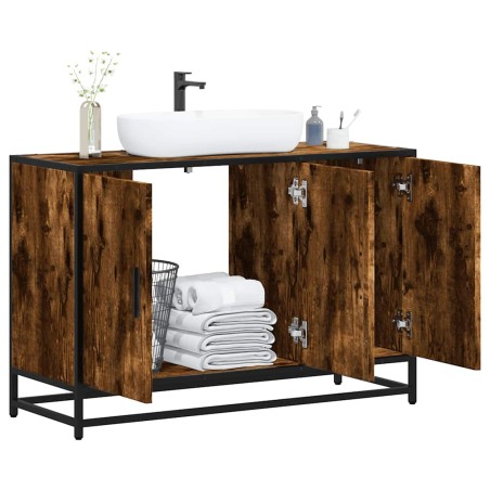 vidaXL Mobile Lavabo Bagno Rovere Fumo 90x33x60 cm Legno Multistrato