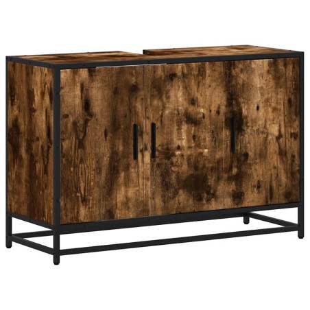 vidaXL Mobile Lavabo Bagno Rovere Fumo 90x33x60 cm Legno Multistrato