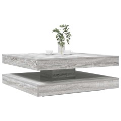 vidaXL Tavolino da Caffè Girevole a 360 Gradi Grigio 90x90x34,5 cm