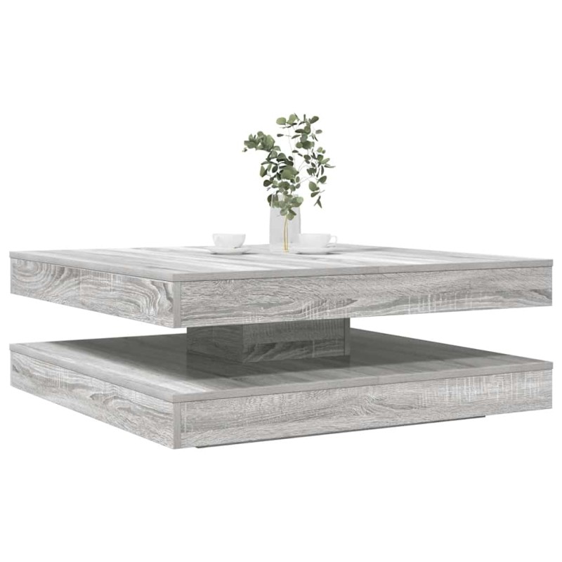 vidaXL Tavolino da Caffè Girevole a 360 Gradi Grigio 90x90x34,5 cm