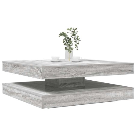 vidaXL Tavolino da Caffè Girevole a 360 Gradi Grigio 90x90x34,5 cm
