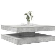 vidaXL Tavolino da Caffè Girevole a 360 Gradi Grigio 90x90x34,5 cm