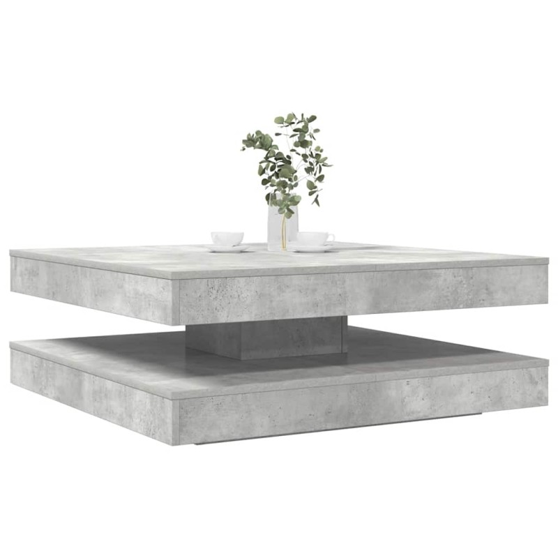 vidaXL Tavolino da Caffè Girevole a 360 Gradi Grigio 90x90x34,5 cm