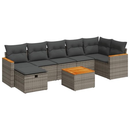 vidaXL Set Divano da Giardino 8 pz con Cuscini Grigio in Polyrattan