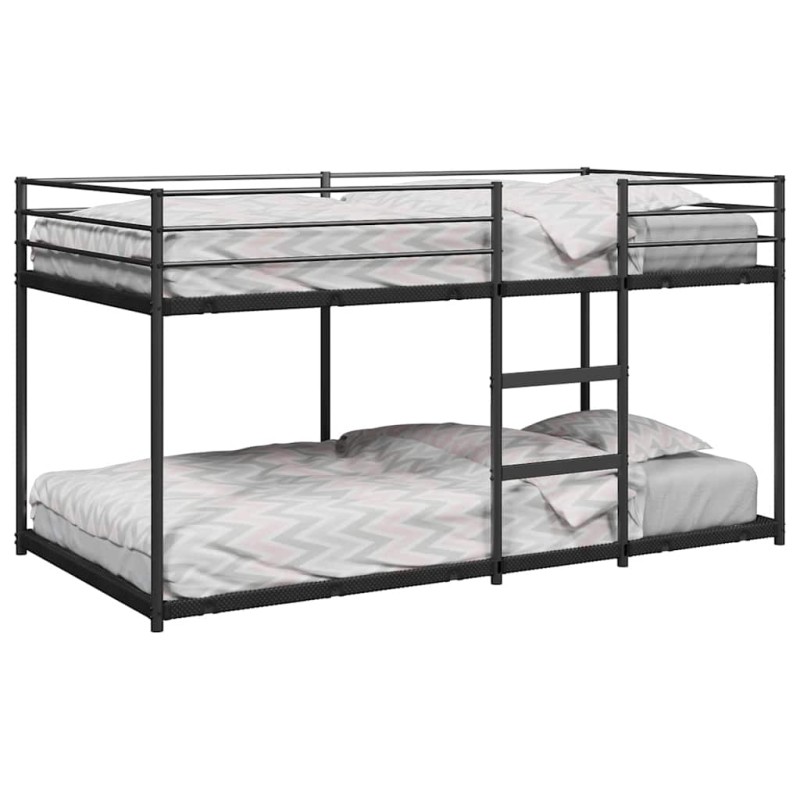 vidaXL Letto a Castello senza Materasso Nero 75x190 cm in Acciaio vidaXL Letto a Castello senza Materasso Nero 75x190 cm in Acciaio