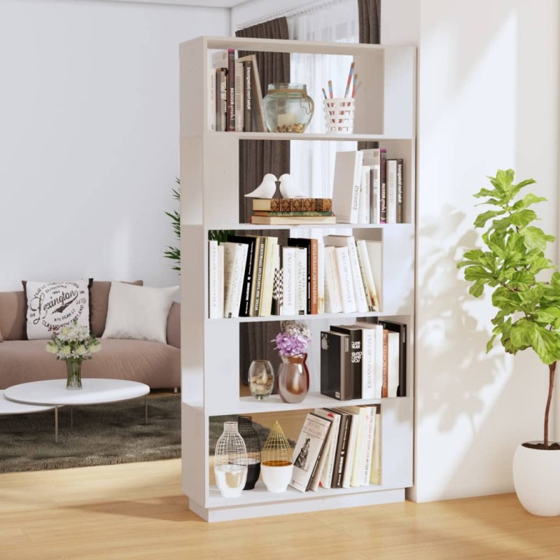 Libreria/Divisorio Bianco 80x25x163,5 cm Legno Massello di Pino Libreria/Divisorio Bianco 80x25x163,5 cm Legno Massello di Pino