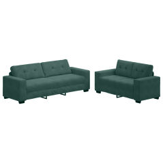 Set di Divani a 2 Pezzi con Cuscini in Velluto Verde Scuro