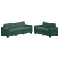 Set di Divani a 2 Pezzi con Cuscini in Velluto Verde Scuro Set di Divani a 2 Pezzi con Cuscini in Velluto Verde Scuro