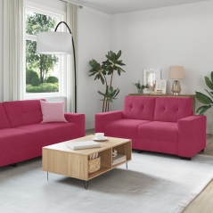 vidaXL Set Divano a 2 Pezzi con Cuscini in Velluto Rosso Vino