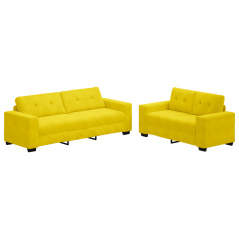 Set Divano a 2 Pezzi con Cuscini in Velluto Giallo