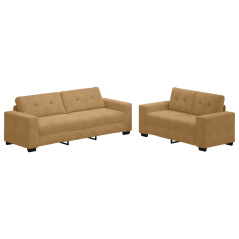 Set di Divani a 2 Pezzi con Cuscini in Velour Marrone