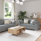 Set di divani a 2 pezzi con cuscini in tessuto grigio chiaro Set di divani a 2 pezzi con cuscini in tessuto grigio chiaro