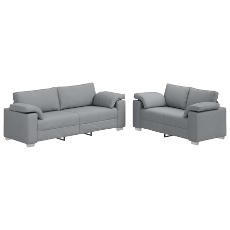 Set di divani a 2 pezzi con cuscini in tessuto grigio chiaro