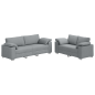 Set di divani a 2 pezzi con cuscini in tessuto grigio chiaro Set di divani a 2 pezzi con cuscini in tessuto grigio chiaro