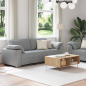Set di divani a 2 pezzi con cuscini in tessuto grigio chiaro Set di divani a 2 pezzi con cuscini in tessuto grigio chiaro