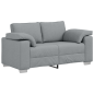 Set di divani a 2 pezzi con cuscini in tessuto grigio chiaro Set di divani a 2 pezzi con cuscini in tessuto grigio chiaro