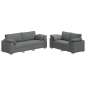 Set Divano 2 Pezzi con Cuscini Grigio Scuro Set Divano 2 Pezzi con Cuscini Grigio Scuro