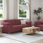 Set divano 2 pezzi con cuscini in tessuto rosso vino