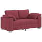 Set divano 2 pezzi con cuscini in tessuto rosso vino