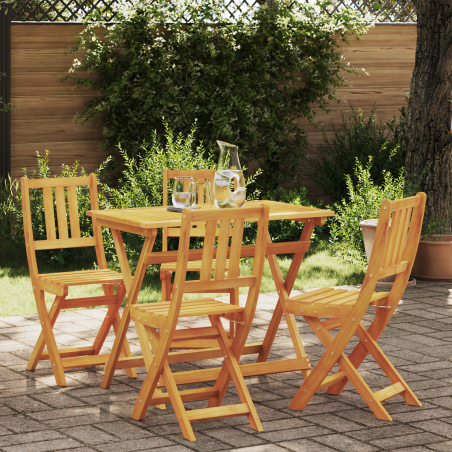 Set Bistro da Giardino Pieghevole vidaXL 4 Pezzi in Legno Massello di Acacia