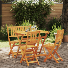 vidaXL Set Bistro Pieghevole 4 Pezzi in Legno Massello di Acacia