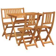 vidaXL Set Bistro Pieghevole 4 Pezzi in Legno Massello di Acacia