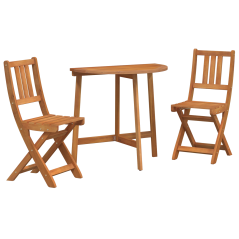 Set Bistro da Giardino Pieghevole vidaXL 3 Pezzi Legno Massello di Acacia