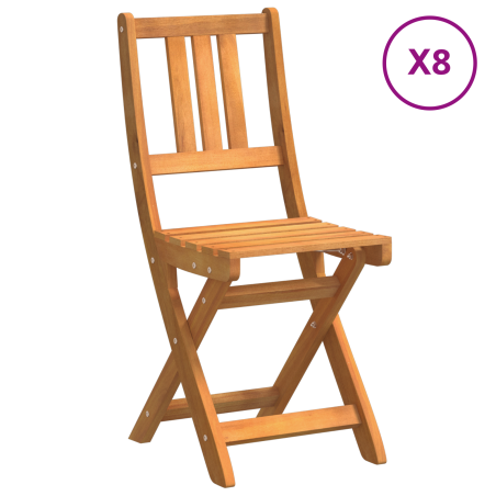 vidaXL Sedie da Giardino Pieghevoli 8 pcs 36x46x86 cm Legno Massello di Acacia