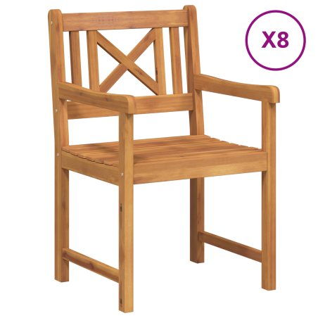 Sedie da giardino vidaXL 8 pz 56x55.5x90 cm Legno massello di acacia