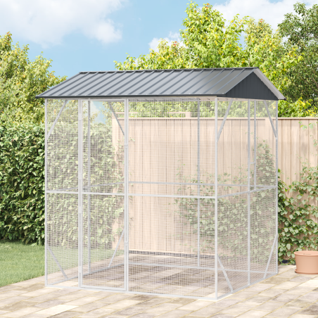 voliera per uccelli vidaXL antracite 210x227x247 cm acciaio