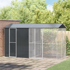 vidaXL Voliera per Uccelli con Estensione Antracite 210x442x247 cm Acciaio