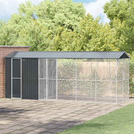 vidaXL Voliera per Uccelli con Estensione Antracite 210x640x247 cm Acciaio