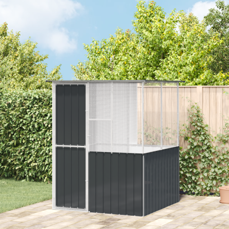 vidaXL Gabbia per Uccelli Antracite 215x78x200 cm Acciaio Galvanizzato