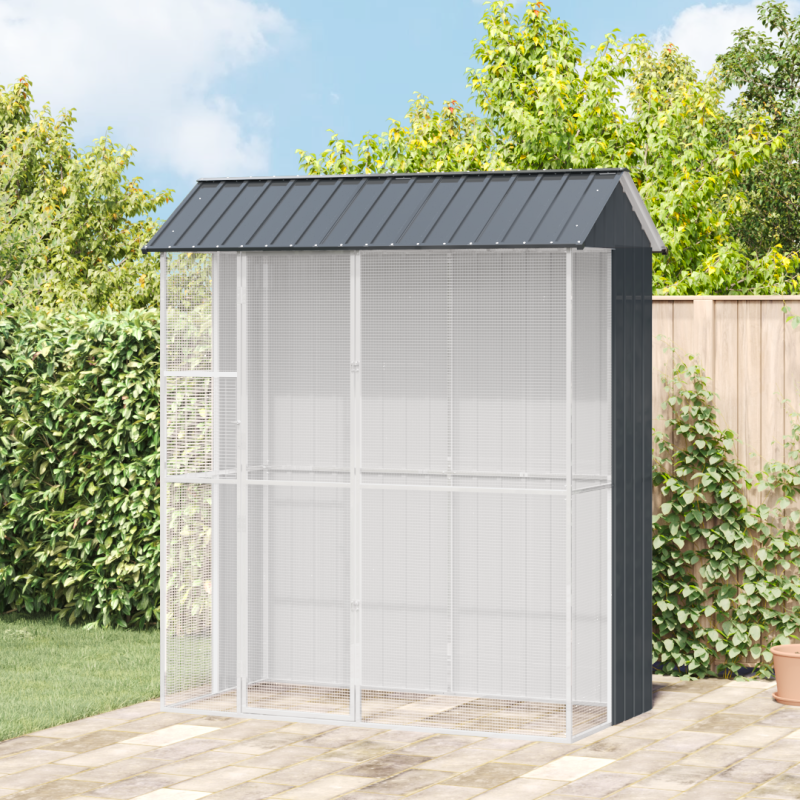 Voliera per Uccelli vidaXL Antracite 215x110x247 cm in Acciaio Voliera per Uccelli vidaXL Antracite 215x110x247 cm in Acciaio