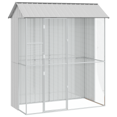 Aviario per Uccelli vidaXL Grigio 215x110x247 cm Acciaio