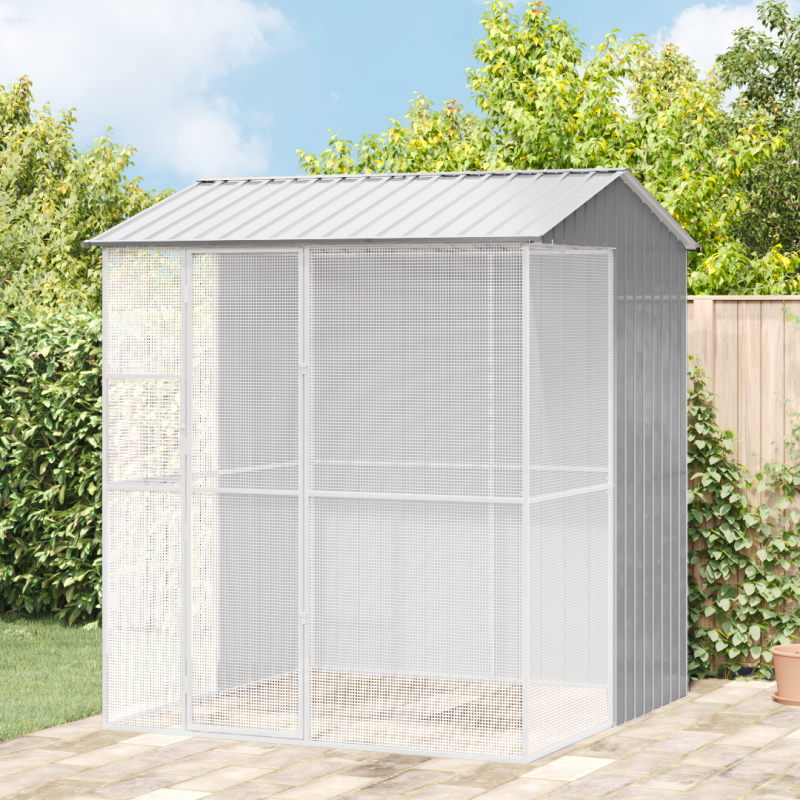 Aviario per Uccelli vidaXL Grigio 215x210x247 cm Acciaio Aviario per Uccelli vidaXL Grigio 215x210x247 cm Acciaio