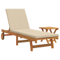 vidaXL Lettino prendisole con tavolo e cuscino in legno massello di acacia vidaXL Lettino prendisole con tavolo e cuscino in legno massello di acacia