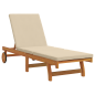 vidaXL Lettino prendisole con tavolo e cuscino in legno massello di acacia vidaXL Lettino prendisole con tavolo e cuscino in legno massello di acacia