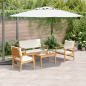 Set di divani da giardino 4 pezzi con cuscini in legno massello di acacia