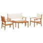 Set di divani da giardino 4 pezzi con cuscini in legno massello di acacia