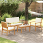Set di divani da giardino 4 pezzi con cuscini in legno massello di acacia