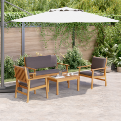 Set di divano da giardino a 4 pezzi con cuscini in legno massello di acacia