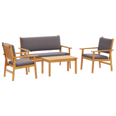 Set di divano da giardino a 4 pezzi con cuscini in legno massello di acacia
