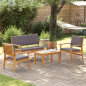 Set di divano da giardino a 4 pezzi con cuscini in legno massello di acacia Set di divano da giardino a 4 pezzi con cuscini in legno massello di acacia