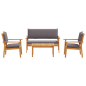 Set di divano da giardino a 4 pezzi con cuscini in legno massello di acacia Set di divano da giardino a 4 pezzi con cuscini in legno massello di acacia