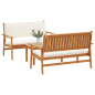 Set di divano da giardino a 3 pezzi con cuscini in legno massello di acacia Set di divano da giardino a 3 pezzi con cuscini in legno massello di acacia