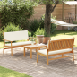 Set di divano da giardino a 3 pezzi con cuscini in legno massello di acacia Set di divano da giardino a 3 pezzi con cuscini in legno massello di acacia
