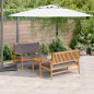 Set di divani da giardino a 3 pezzi con cuscini in legno massello di acacia Set di divani da giardino a 3 pezzi con cuscini in legno massello di acacia